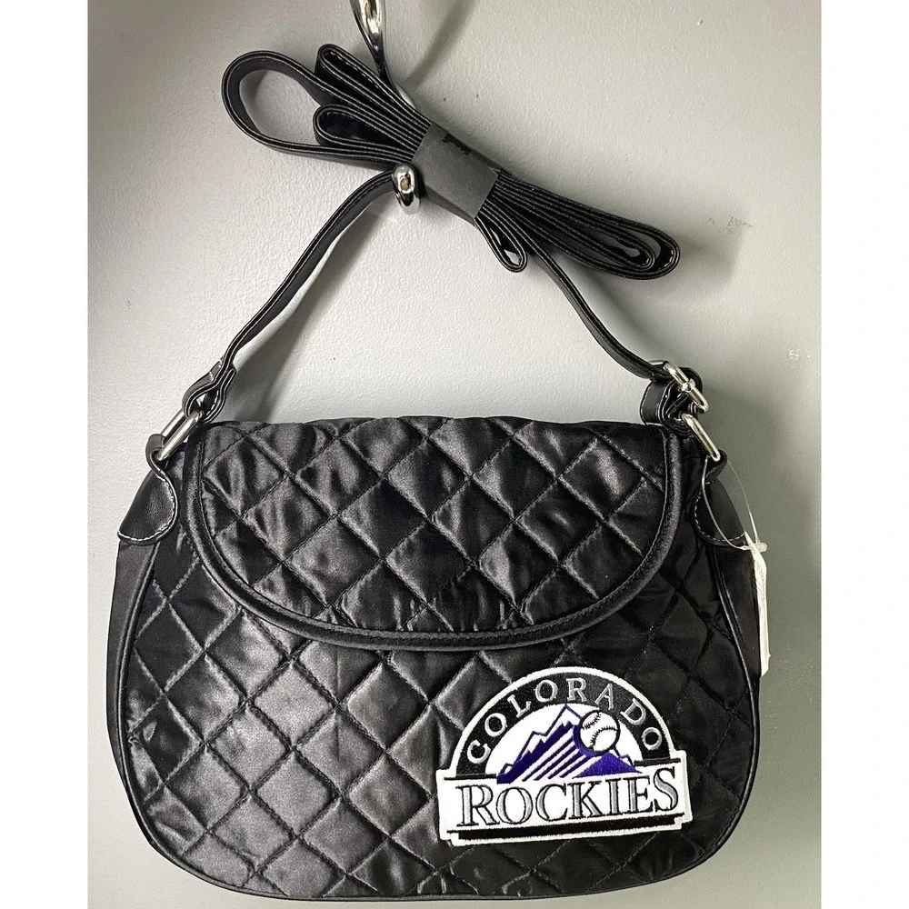 COLORADO ROCKIES MLB ProFanity Black Quilted Purse Crossbody Shoulder Bag NWT